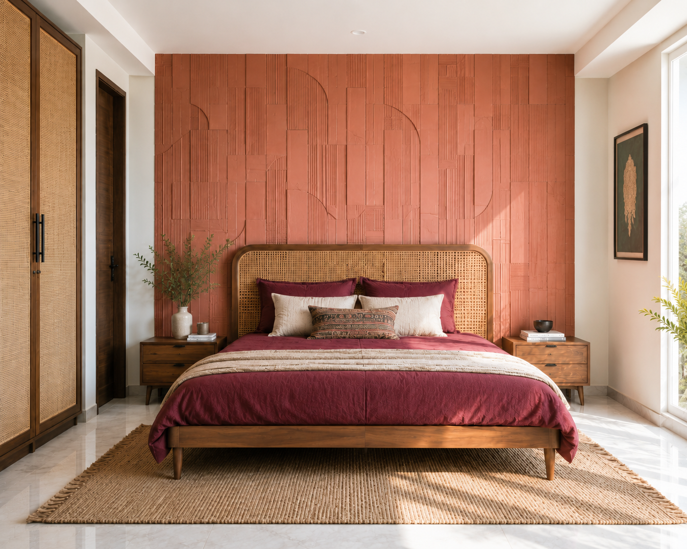Terracotta Rattan Bedroom