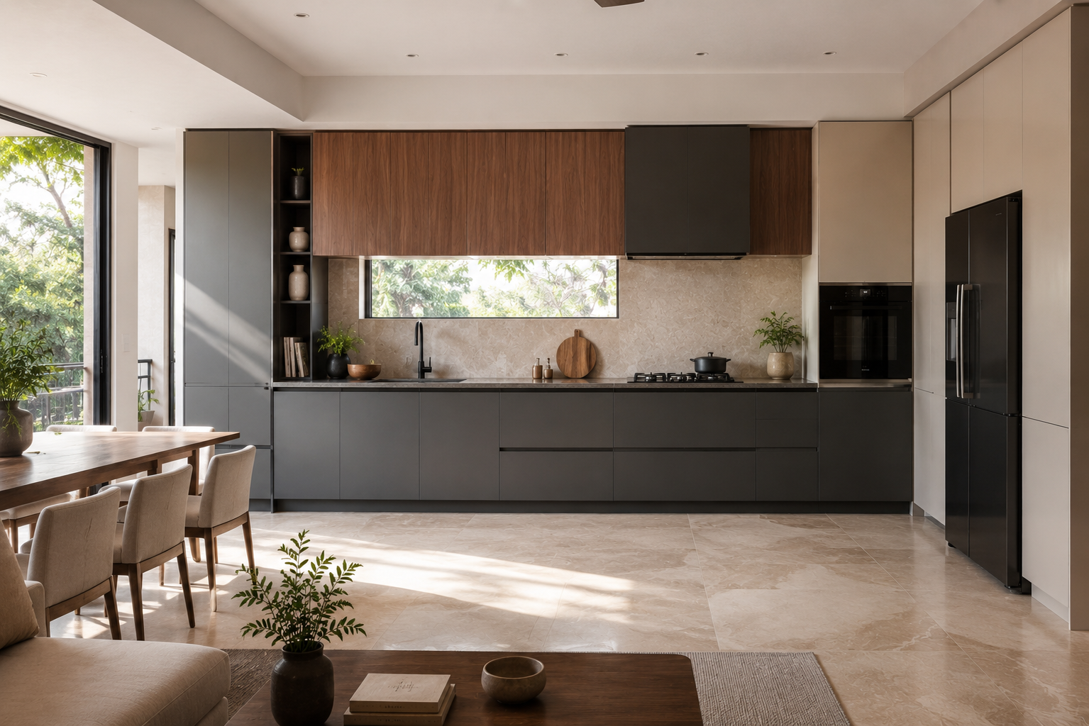 Charcoal & Walnut Linear Kitchen