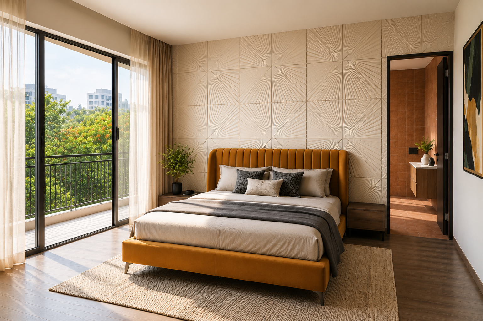 Textured Contemporary Bedroom
